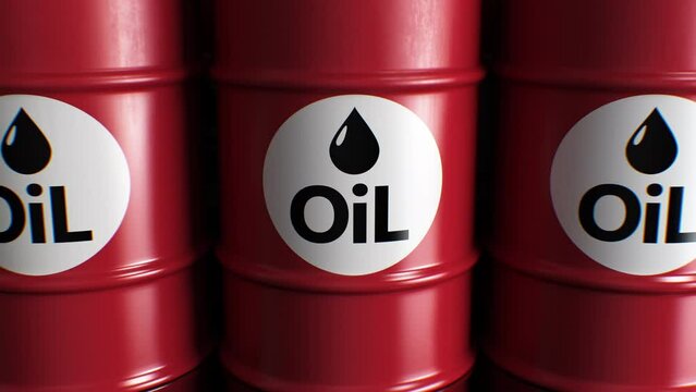 Oil Reserves - Endless Rows of Barrels. Storage and Oil Production Abstract 3d Animation. A lot of Oil Barrels Zoom Out. Business and Industry Concept 4k UHD 3840x2160.