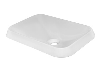 Modern ceramic sink (washbasin) for white bathroom isolated on white background, rectangular