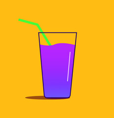 Grape Juice drink summer flat Vector 