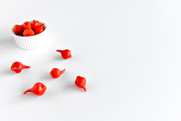 Biquinho Peppers, Brazilian sweet pepper, Capsicum Chinense isolated in white background