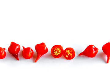 Biquinho Peppers, Capsicum Chinense isolated in white background.