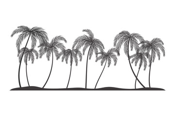 Palm trees on the beach silhouette
