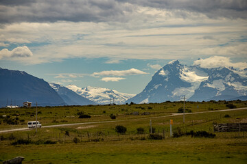 Fototapeta premium Water Cascade South of Chile Puerto Natales Patagonia Torres del paine Naturleza Nature Glazier Glass Glasiar