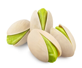 Delicious pistachios, isolated on white background