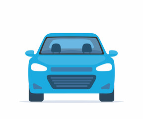Blue car. City sport sedan view from the side. Passenger vehicle. Vector illustration in flat style.