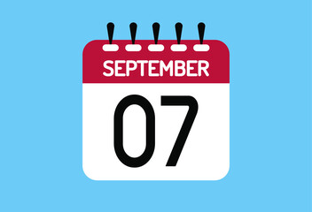 September day 7. Calendar design template 7 september in background blue.