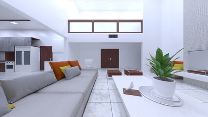 夜景が見えるリビングダイニングルーム