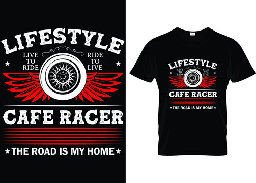 Motorcycle t shirt. Motor bike vector retro typography t shirt design  for racer.