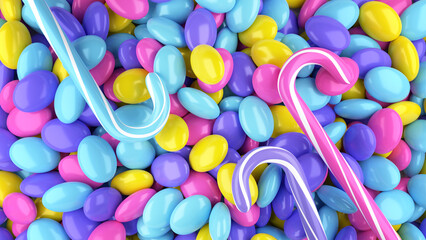 Sweet Colorful candies for backgrounds. 3d render