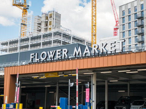 London, UK, June 12th 2022: The Main Entrance For New Covent Garden Flower Market, Nine Elms Lane, London SW8. Famous Flower And Plant Wholesaler.