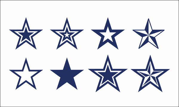Dallas Star. Star icons. Vector symbols star isolated on white background. Design template.