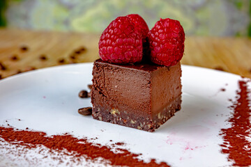 Beautiful chocolate cake with fresh berry. Selective focus