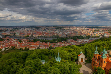 beautiful view of Prague city from above