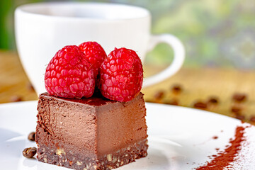 Beautiful chocolate cake with fresh berry. Selective focus