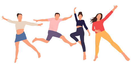 Fototapeta na wymiar people jumping in flat design,on white background isolated vector