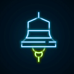 Glowing neon line Ship bell icon isolated on black background. Colorful outline concept. Vector