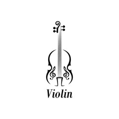 violin icon logo vector design