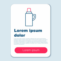 Line Thermos container icon isolated on grey background. Thermo flask icon. Camping and hiking equipment. Colorful outline concept. Vector