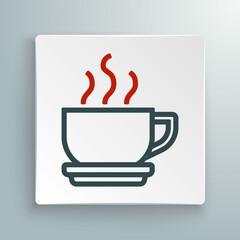 Line Coffee cup icon isolated on white background. Tea cup. Hot drink coffee. Colorful outline concept. Vector