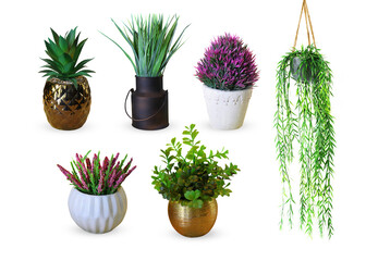 6 realistic plastic plants full colors