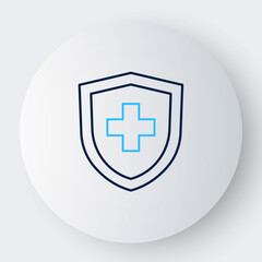 Line Life insurance with shield icon isolated on white background. Security, safety, protection, protect concept. Colorful outline concept. Vector