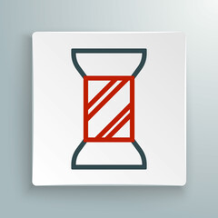 Line Sewing thread on spool icon isolated on white background. Yarn spool. Thread bobbin. Colorful outline concept. Vector