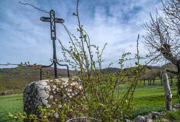 Croix de chemin sur l'Aubrac à Prades-d'Aubrac, Aveyron
