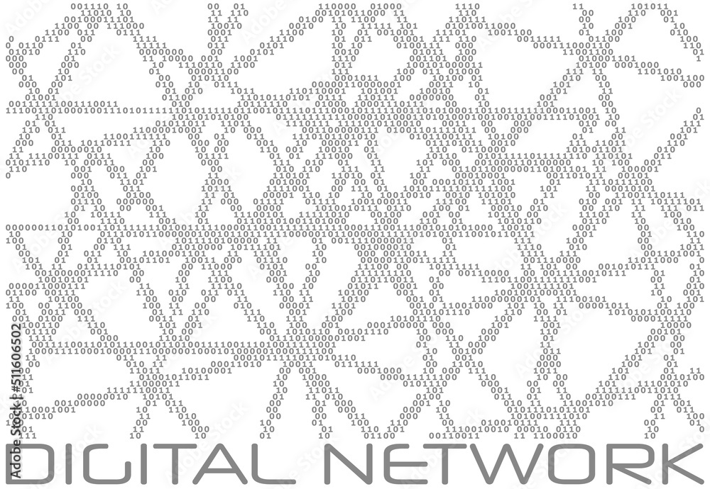 Aufkleber Digital communication network. Binary code lines