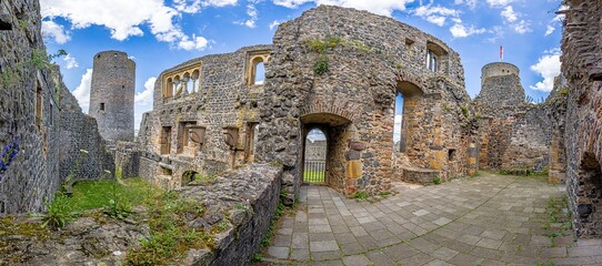 Image from the historic German castle ruins Muenzenberg in hesse - obrazy, fototapety, plakaty