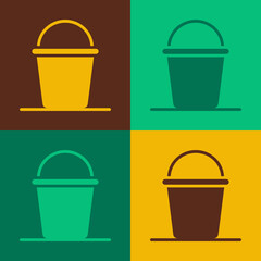 Pop art Bucket icon isolated on color background. Vector