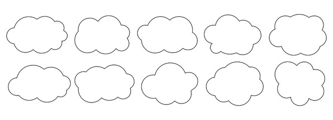 Fototapeta premium Big vector set of cloud linear icons. Cloud icons on white background. Illustration for design and print