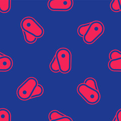 Red Steak meat icon isolated seamless pattern on blue background. Vector