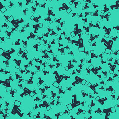 Black Scanner scanning bar code icon isolated seamless pattern on green background. Barcode label sticker. Identification for delivery with bars. Vector