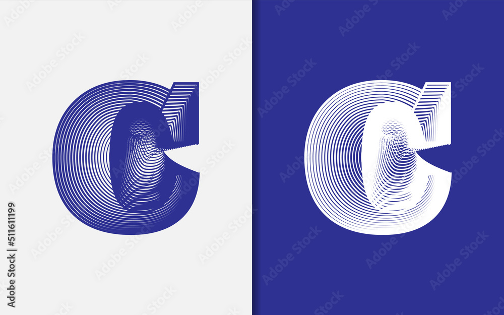 Poster abstract initial letter c logo design. modern geometric monogram logo style concept.