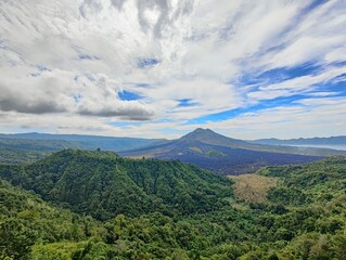 volcano landscape with clouds