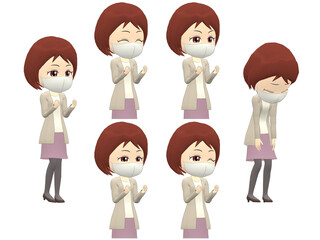 [Success Failure] Woman cardigan bob haircut oblique angle