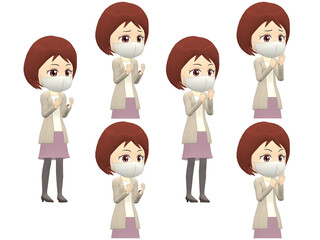 [Surprise A] Woman cardigan bob haircut oblique angle