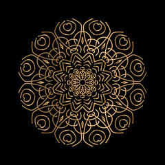 vector art of circular pattern in mandala shape for Henna, Mehndi, decoration. ethnic oriental style decorative illustration golden color