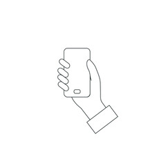 Hand hold the smartphone. Mobile phone finger touch screen, icon flat design