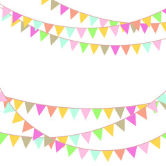Party colorful flags. Celebration Event, Birthday, Carnival flag garlands.