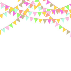 Party Background with Colorful Flags. Celebration Event, Birthday, Carnival flag garlands.