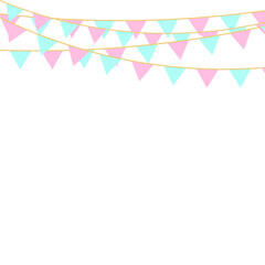 Party Background with Colorful Flags. Celebration Event, Birthday, Carnival flag garlands.
