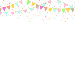 Party Background with Colorful Flags. Celebration Event, Birthday, Carnival flag garlands.