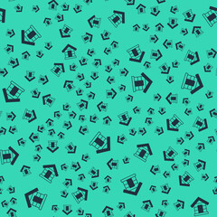 Black Dog house icon isolated seamless pattern on green background. Dog kennel. Vector