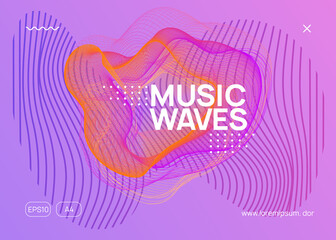 Neon music flyer. Electro dance dj. Electronic sound fest. Techno trance party. Club event poster.