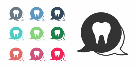 Black Tooth icon isolated on white background. Tooth symbol for dentistry clinic or dentist medical center and toothpaste package. Set icons colorful. Vector