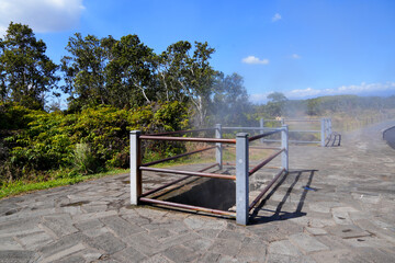 Steam vents in the Hawaiian Volcanoes National Park on the Big Island of Hawai'i in the Pacific Ocean