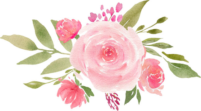 Watercolor blush floral Bouquet clipart , Wedding pink rose compositions for wedding invitations or greeting cards, Floral arrangements