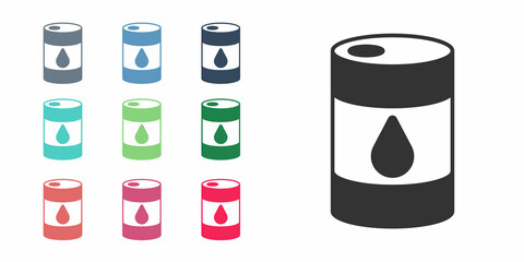 Black Barrel oil icon isolated on white background. Set icons colorful. Vector