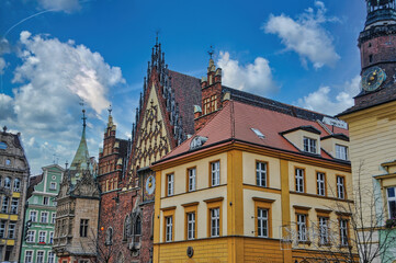 Naklejka na ściany i meble Old market square in Wroclaw